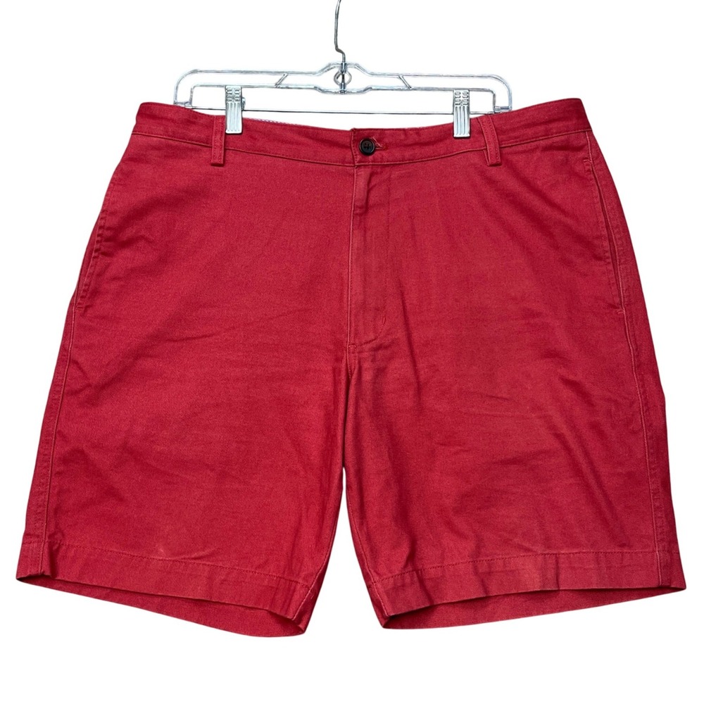 Chaps Chino Shorts Mens 36 9 Inseam Red Flat Front Pockets Twill Classic Fit EUC